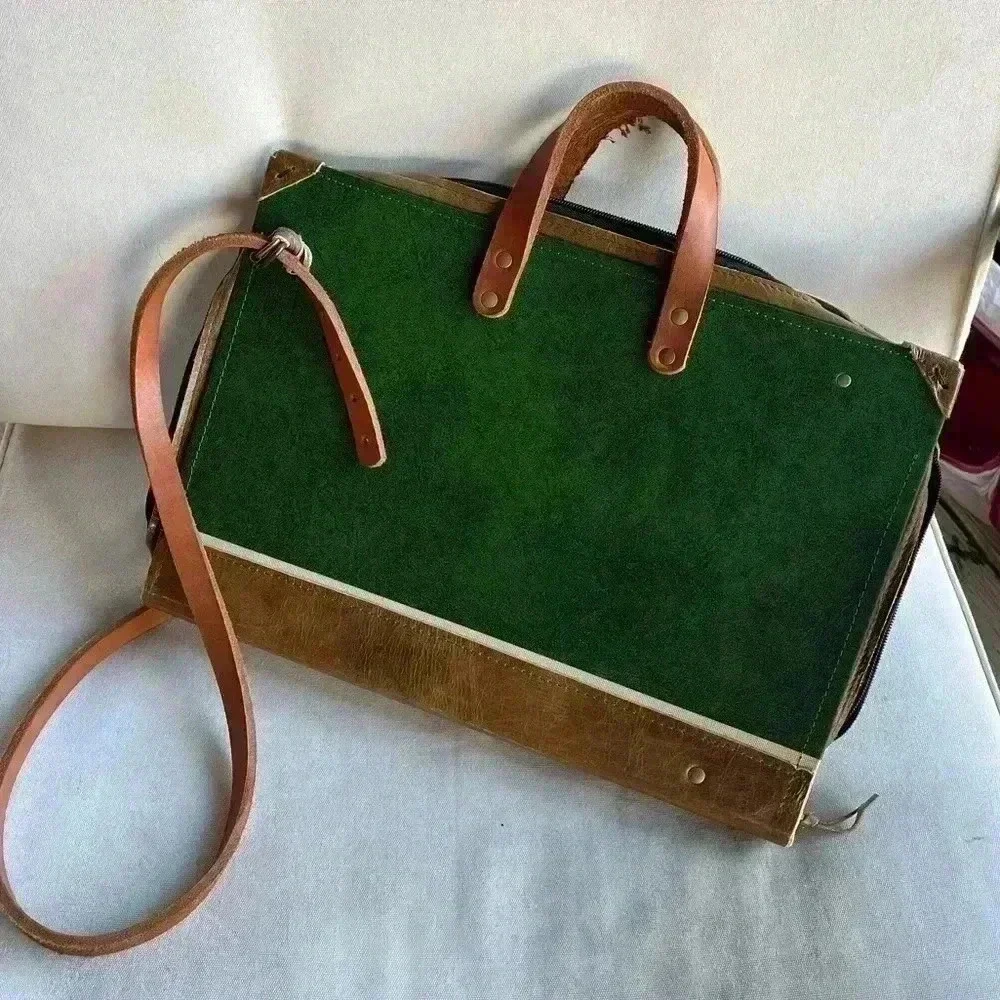 Upcycled Laptop Bag made from antique atlas book bag satchel Briefcase
